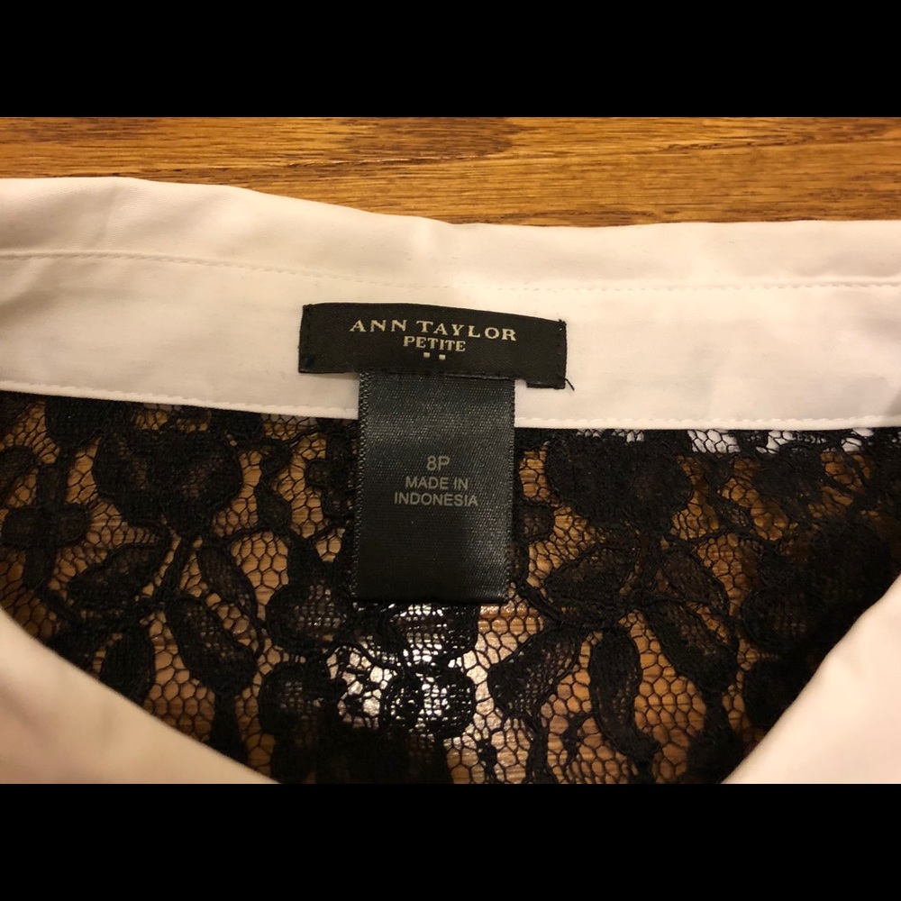 Ann Taylor Black Lace Button Down Shirt - Picture 3 of 3